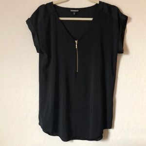 Silky Zip Front Gramercy Tee